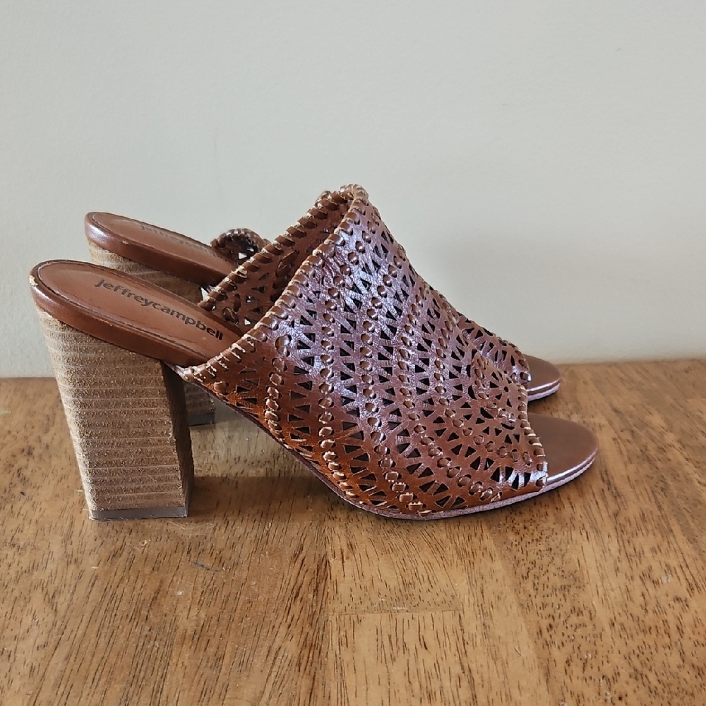 Jeffrey Campbell Tan Woven Mules